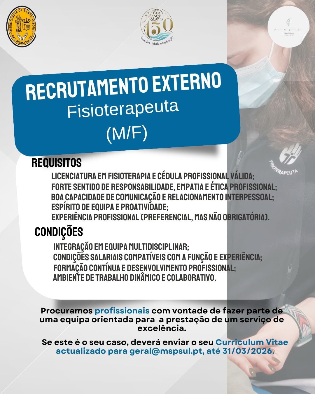 Read more about the article Oportunidade de emprego – Fisioterapeuta